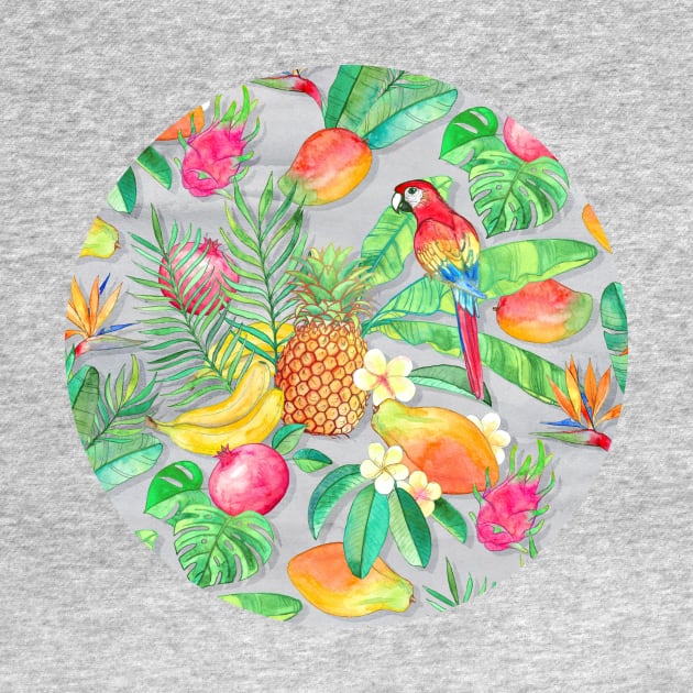 Tropical Paradise Fruit & Parrot Pattern by micklyn